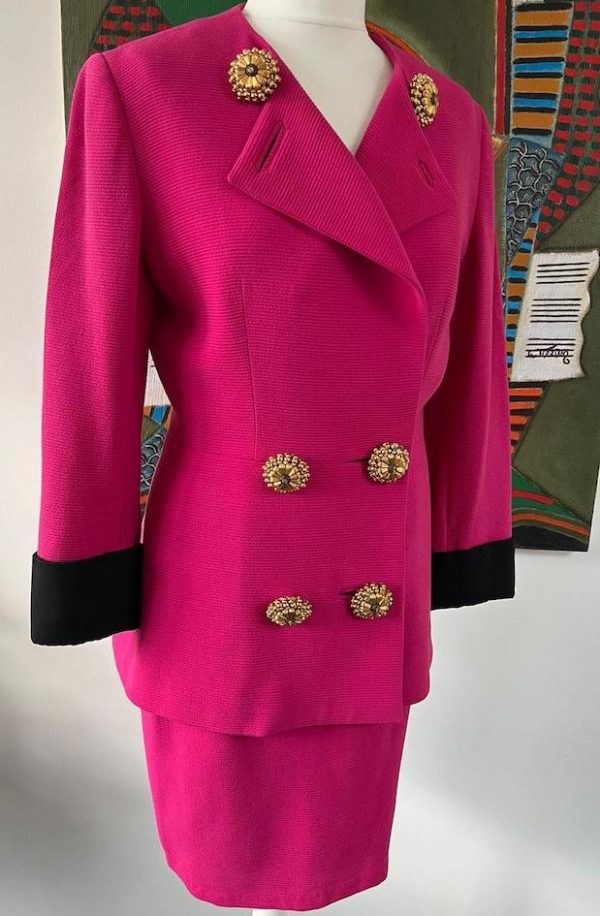 CHRISTIAN DIOR Vintage Suit Jacket Jewel Flower Gold Buttons 80s - Image 4