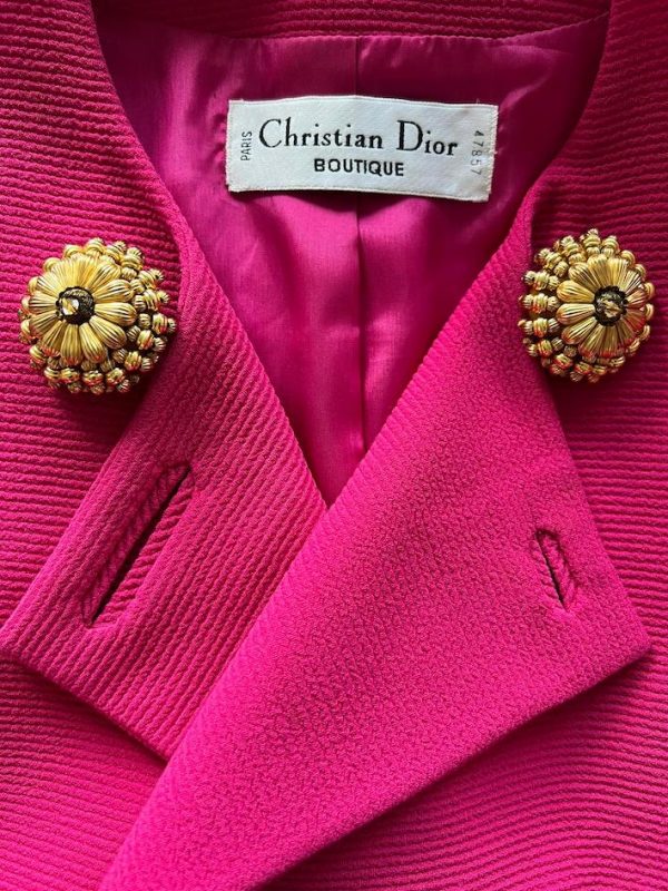 CHRISTIAN DIOR Vintage Suit Jacket Jewel Flower Gold Buttons 80s - Image 5