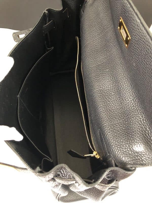 HERMÈS Kelly 32 Black Togo Retourné Gold With Strap W/Box 2003 - Image 20