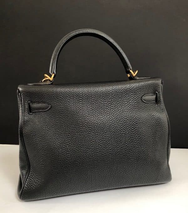 HERMÈS Kelly 32 Black Togo Retourné Gold With Strap W/Box 2003 - Image 21