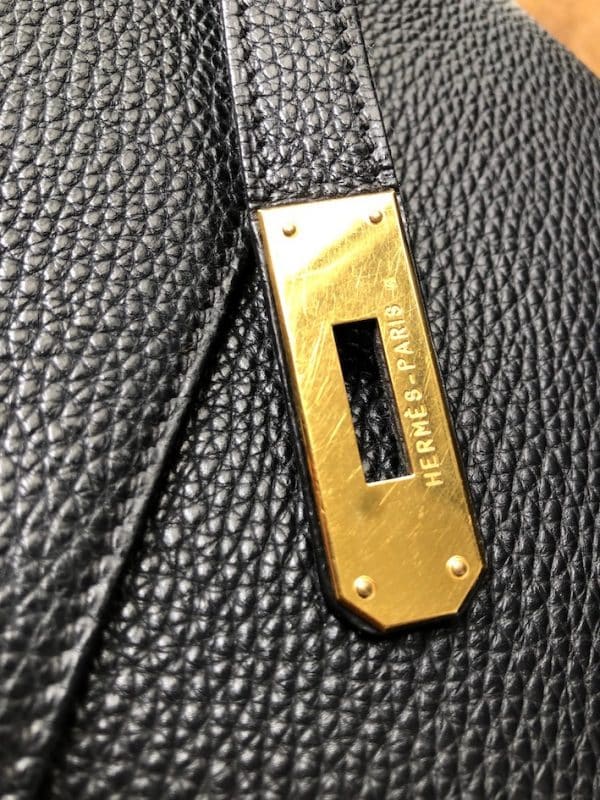 HERMÈS Kelly 32 Black Togo Retourné Gold With Strap W/Box 2003 - Image 17