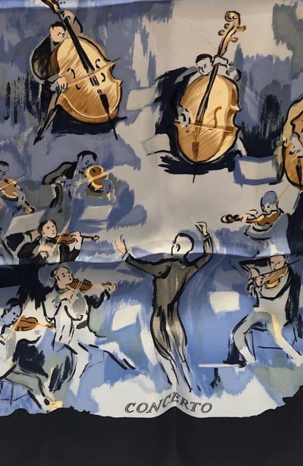 HERMÈS Concerto Silk Scarf Blue By Jean-Louis Clerc 1993 - Image 4