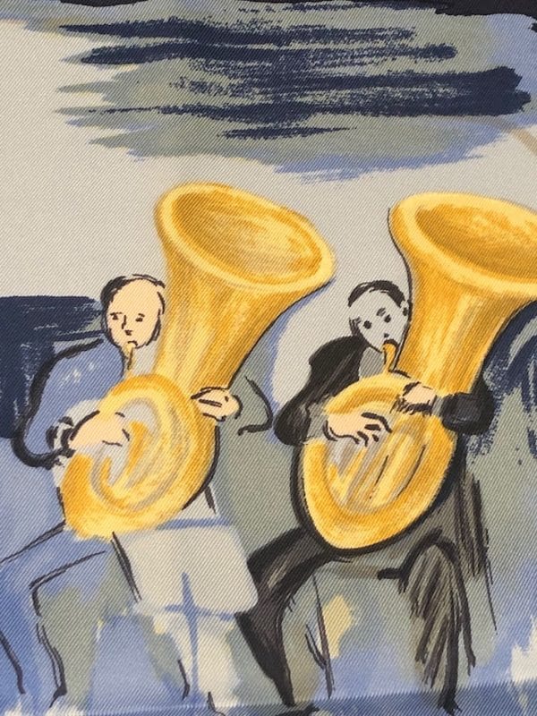 HERMÈS Concerto Silk Scarf Blue By Jean-Louis Clerc 1993 - Image 6