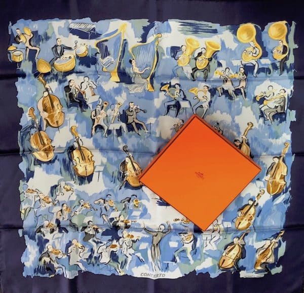 HERMÈS Concerto Silk Scarf Blue By Jean-Louis Clerc 1993 - Image 2