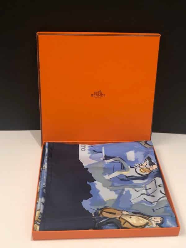 HERMÈS Concerto Silk Scarf Blue By Jean-Louis Clerc 1993 - Image 8