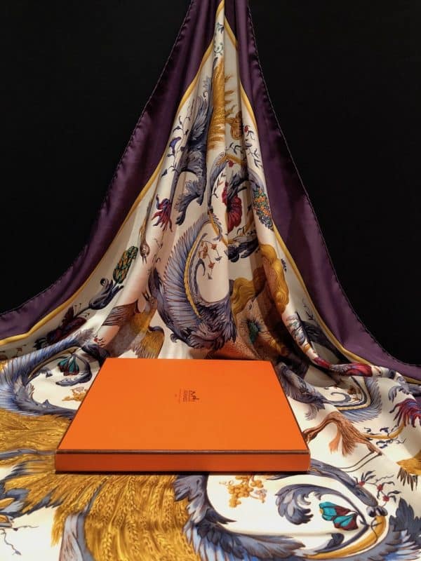HERMÈS Scarf Cerès By Françoise Faconnet Purple Multi W/Box