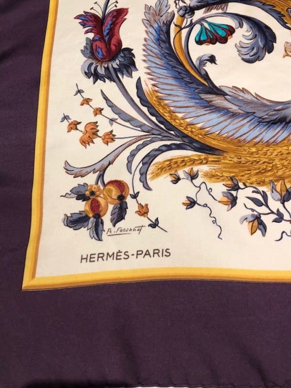 HERMÈS Scarf Cerès By Françoise Faconnet Purple Multi W/Box - Image 4
