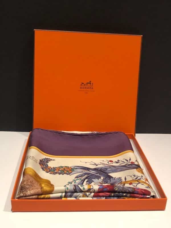 HERMÈS Scarf Cerès By Françoise Faconnet Purple Multi W/Box - Image 12