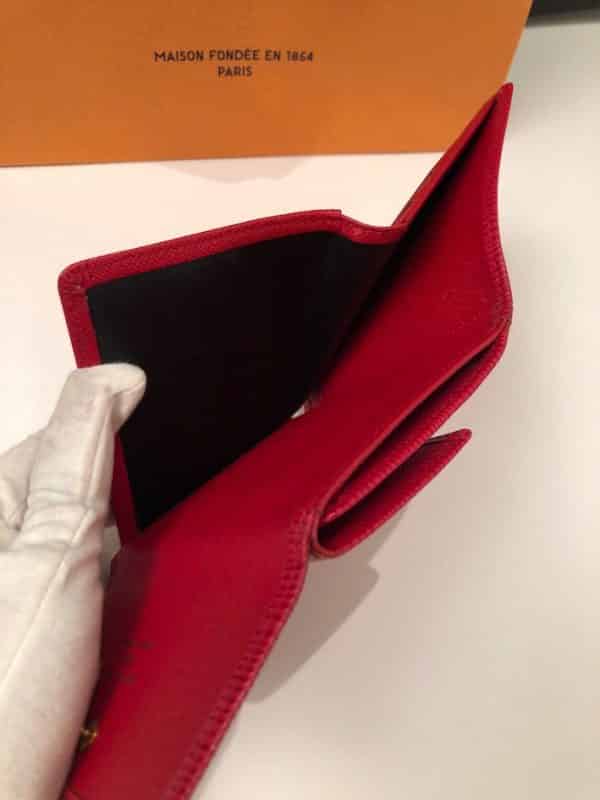 LOUIS VUITTON Red Epi Leather Wallet LV Logo Vintage - Image 10
