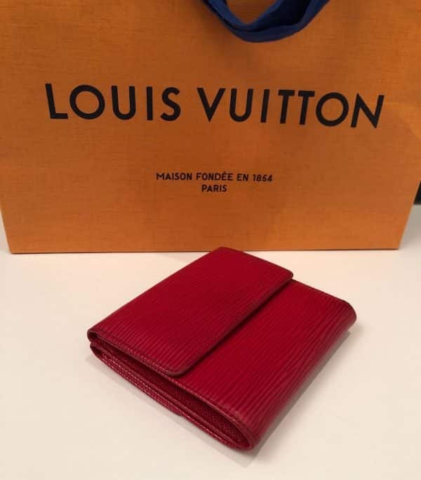 LOUIS VUITTON Red Epi Leather Wallet LV Logo Vintage - Image 4