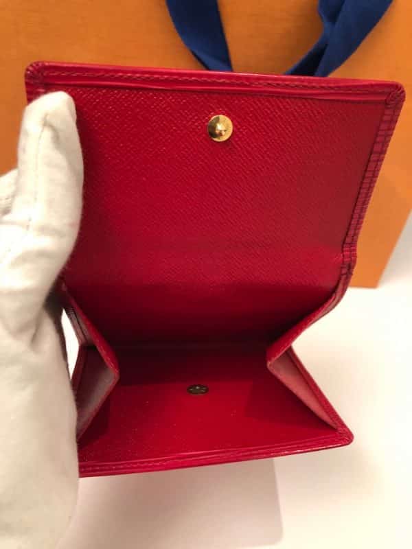 LOUIS VUITTON Red Epi Leather Wallet LV Logo Vintage - Image 6