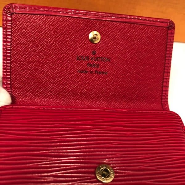 LOUIS VUITTON Red Epi Leather Wallet LV Logo Vintage - Image 7