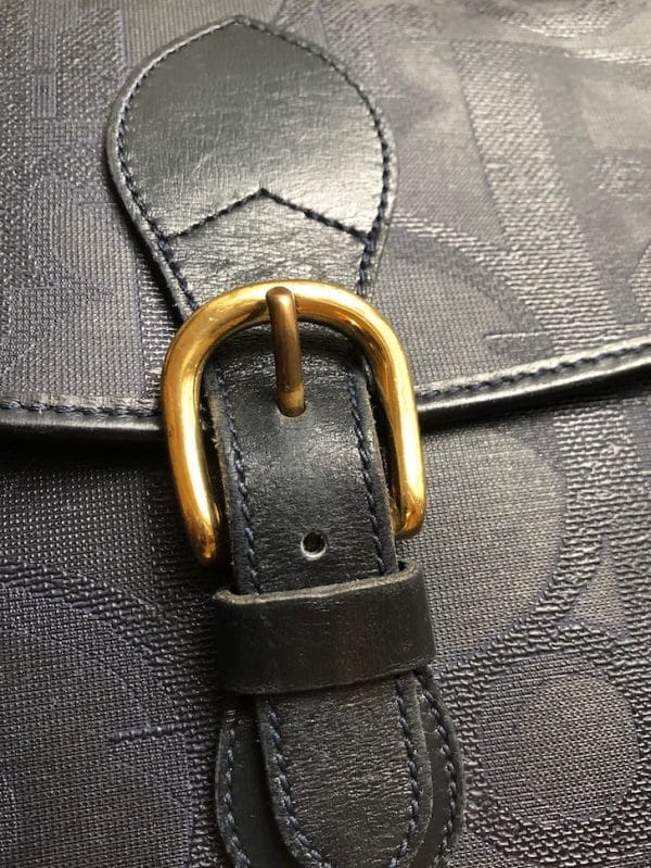 CHRISTIAN DIOR 1990s Bobby Dior Monogram Shoulder Bag Navy Vintage - Image 10