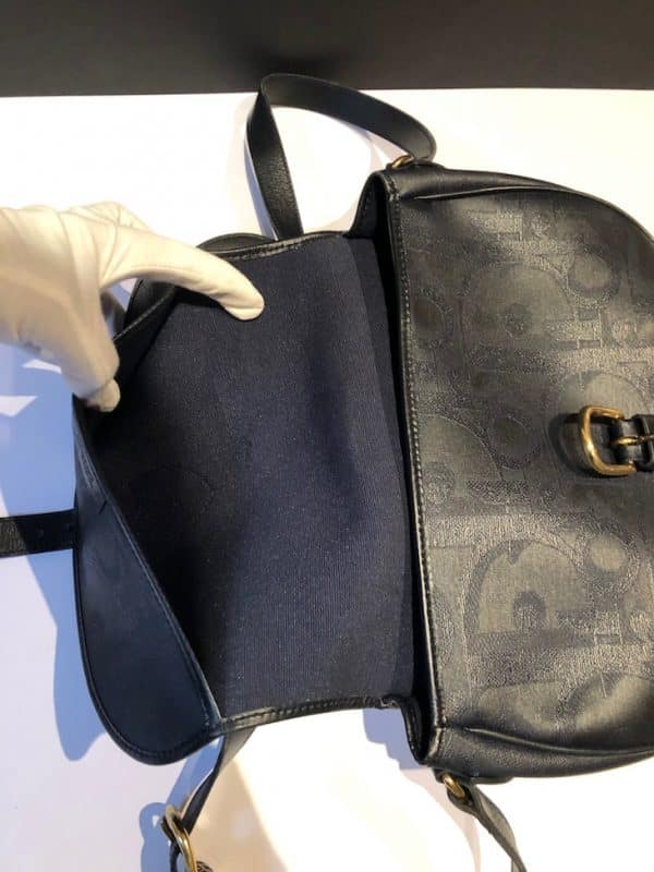 CHRISTIAN DIOR 1990s Bobby Dior Monogram Shoulder Bag Navy Vintage - Image 15