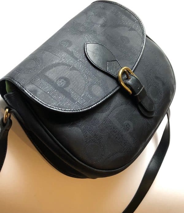 CHRISTIAN DIOR 1990s Bobby Dior Monogram Shoulder Bag Navy Vintage - Image 2