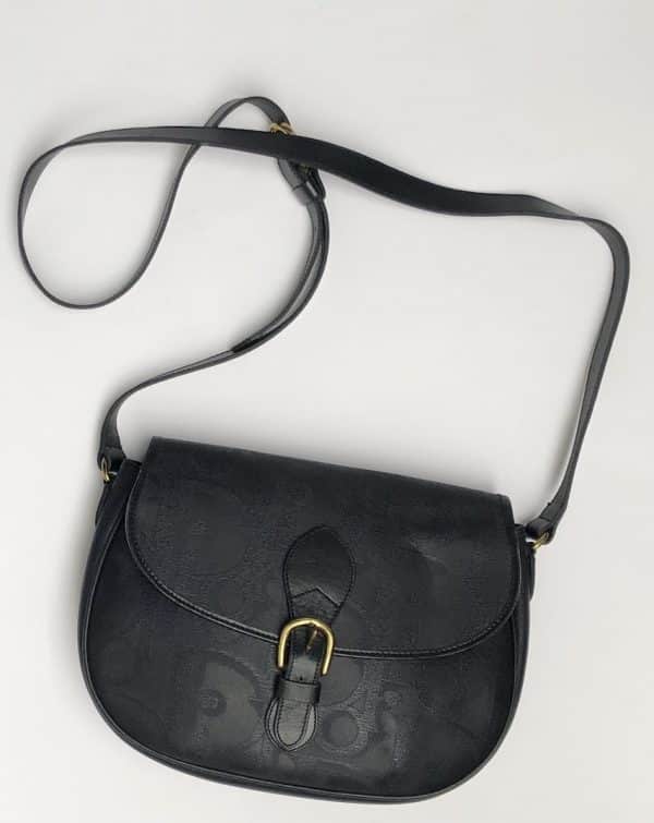CHRISTIAN DIOR 1990s Bobby Dior Monogram Shoulder Bag Navy Vintage - Image 3