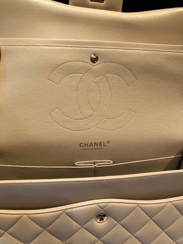 CHANEL Maxi Classic Handbag Leather & Gold Tone Metal Beige Jumbo 2012 - Image 13