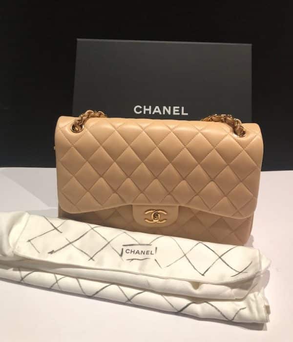CHANEL Maxi Classic Handbag Leather & Gold Tone Metal Beige Jumbo 2012 - Image 4