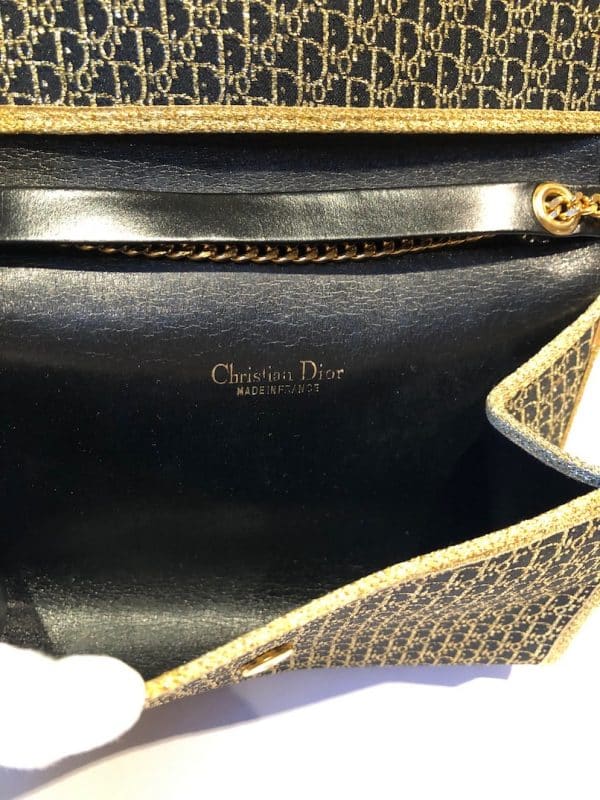 CHRISTIAN DIOR Vintage Clutch Chain Black & Gold CD Monogram Shoulder Bag Circa 1970s - Image 10