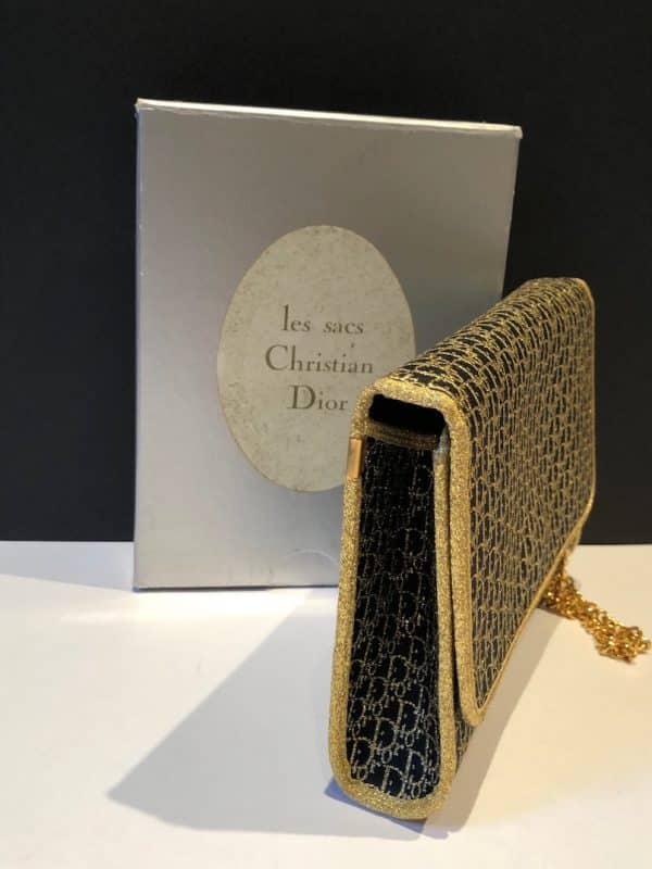 CHRISTIAN DIOR Vintage Clutch Chain Black & Gold CD Monogram Shoulder Bag Circa 1970s - Image 5