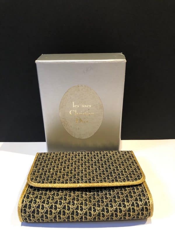 CHRISTIAN DIOR Vintage Clutch Chain Black & Gold CD Monogram Shoulder Bag Circa 1970s - Image 7