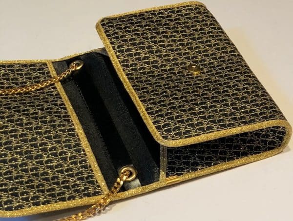 CHRISTIAN DIOR Vintage Clutch Chain Black & Gold CD Monogram Shoulder Bag Circa 1970s - Image 8