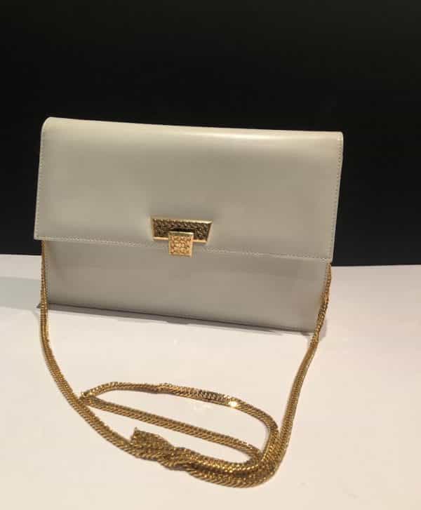 CHRISTIAN DIOR Vintage Leather Chain Bag Houndstooth CD Logo Clasp Circa 1980 - Image 3