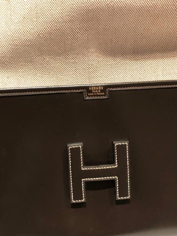 HERMÈS 1985 Jige Clutch Box Leather Never Worn W/Box Vintage - Image 10