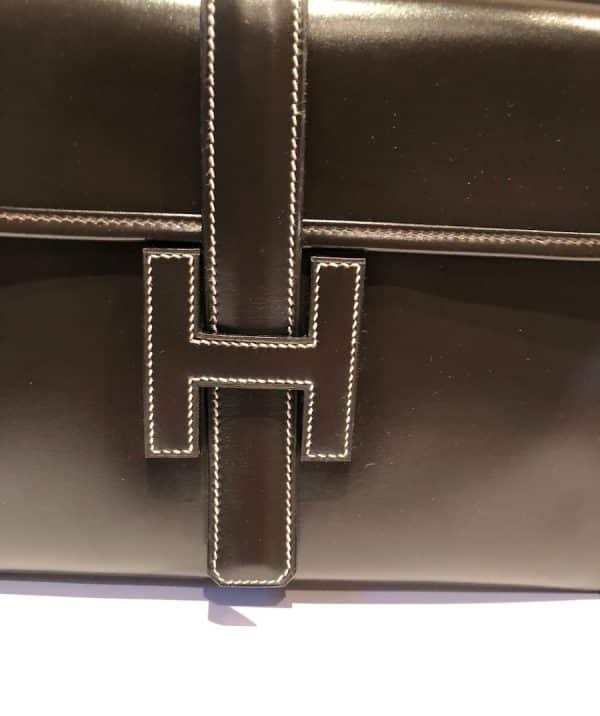 HERMÈS 1985 Jige Clutch Box Leather Never Worn W/Box Vintage - Image 3