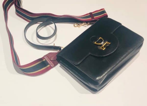 HERMÈS Handbag Sandrine Black Box Leather Large Sangle Strap Circa 1968 - Image 2