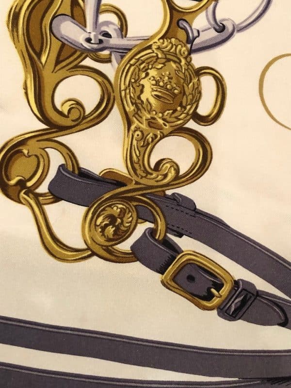 HERMÈS Scarf Brides de Gala Silk H Grygkar Red Grey Gold W/Box - Image 7