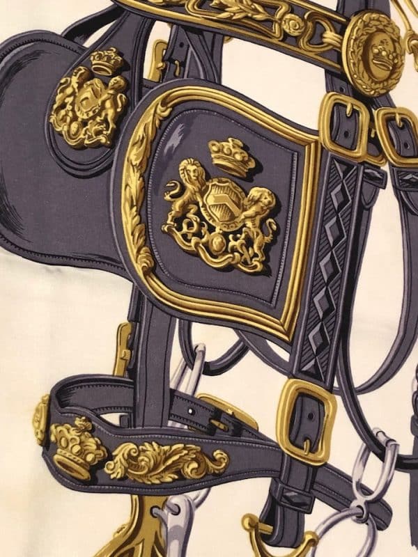 HERMÈS Scarf Brides de Gala Silk H Grygkar Red Grey Gold W/Box - Image 8