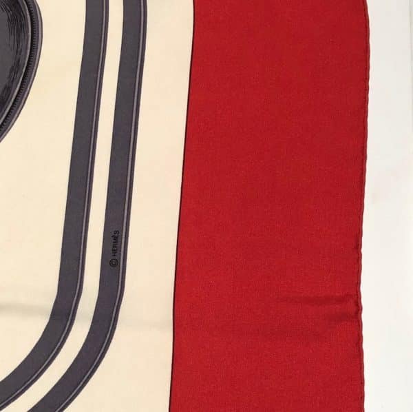 HERMÈS Scarf Brides de Gala Silk H Grygkar Red Grey Gold W/Box - Image 3
