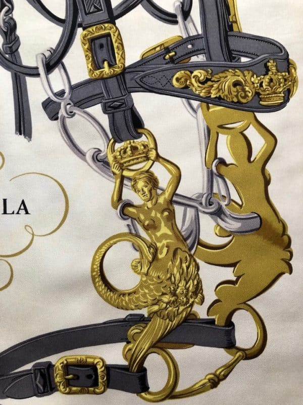 HERMÈS Scarf Brides de Gala Silk H Grygkar Red Grey Gold W/Box - Image 9