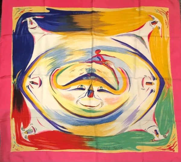 HERMÈS Scarf Smiles In The Third Millenary By Sefedin Ibrahim Alamin 2000 W/Box - Image 4