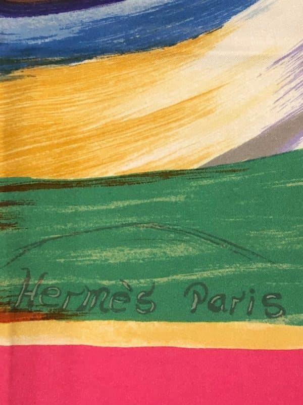 HERMÈS Scarf Smiles In The Third Millenary By Sefedin Ibrahim Alamin 2000 W/Box - Image 5