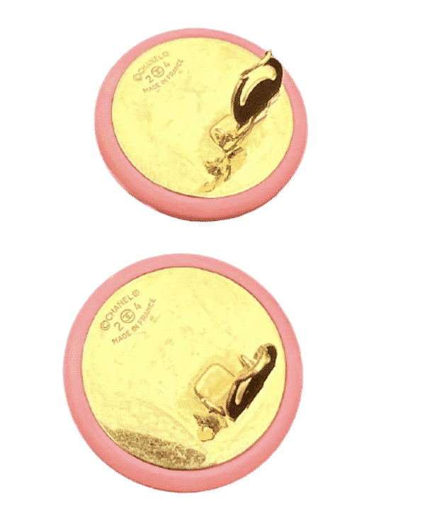 CHANEL Vintage CC Button Clip-On earrings Pink CC Logo 2004 - Image 4