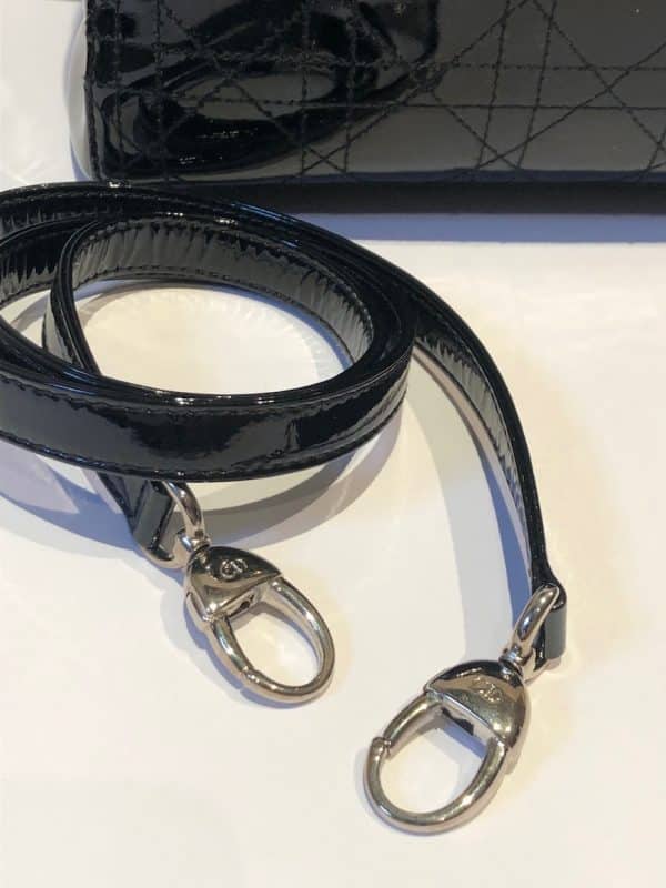 CHRISTIAN DIOR Large LADY DIOR Bag Black Patent Cannage Calfskin - Image 6