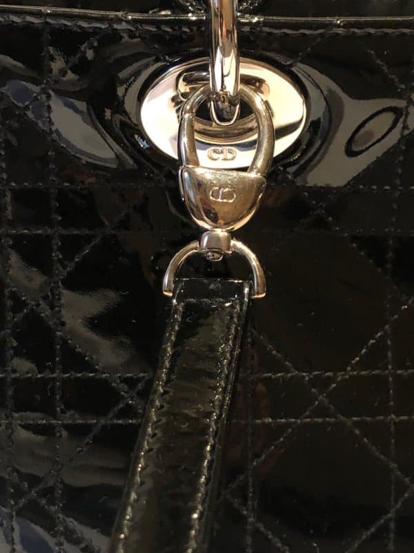 CHRISTIAN DIOR Large LADY DIOR Bag Black Patent Cannage Calfskin - Image 8