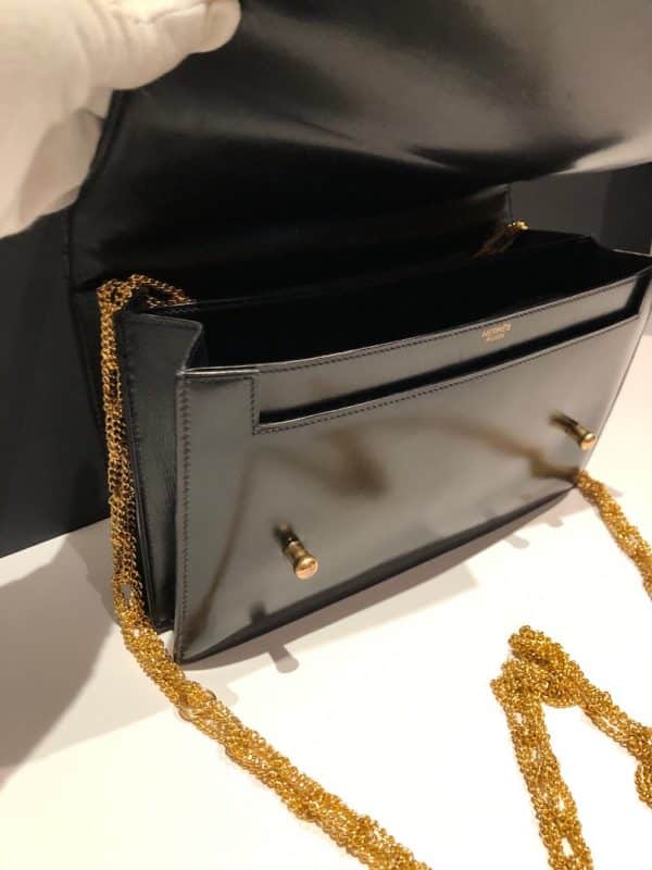 HERMÈS Piano Handbag Black Box Leather Vintage Circa 1960s W/Box - Image 6