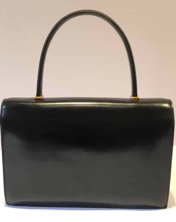 HERMÈS Piano Handbag Black Box Leather Vintage Circa 1960s W/Box - Image 8