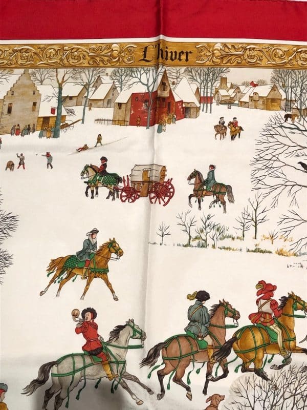 HERMÈS Scarf L'Hiver By Ledoux 1968 W/Box - Image 3