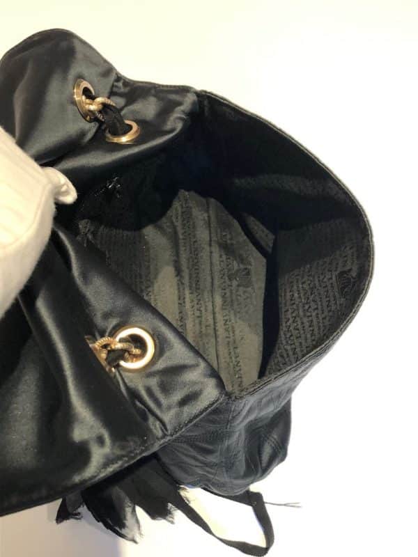 LANVIN Black Quilted Happy Medium Shoulder Satin Bag Chain Flower Strap - Image 5