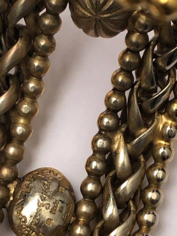 YVES SAINT-LAURENT Vintage 18K Gold Tone Cuff Bracelet Oval Crystals Circa 1980s - Image 9