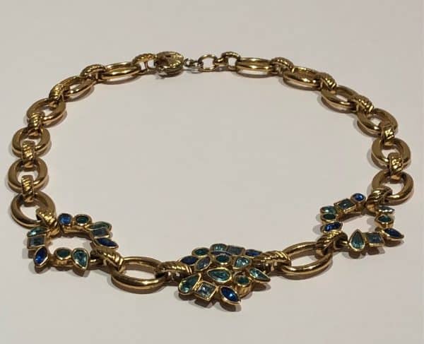 YVES SAINT-LAURENT Vintage Necklace Earrings Flower Set Gripoix Gold Circa 1990s - Image 5