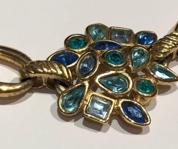 YVES SAINT-LAURENT Vintage Necklace Earrings Flower Set Gripoix Gold Circa 1990s - Image 8