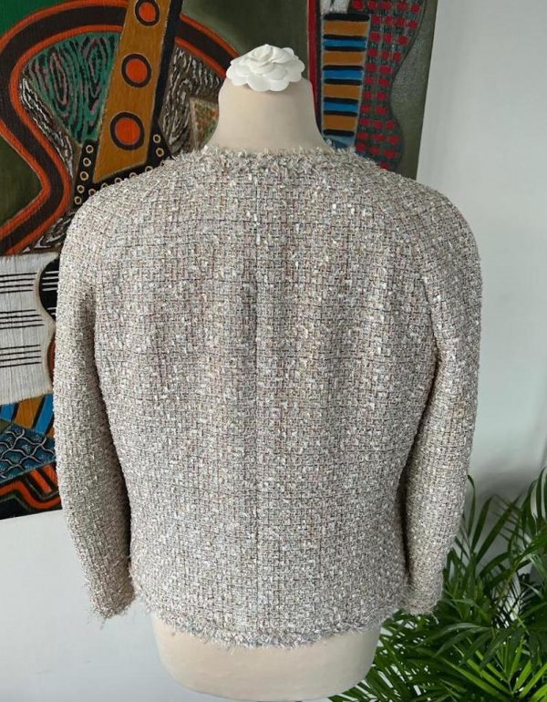 CHANEL 2005 Spring Multi Colour Tweed Short Jacket With Metallic Gold - Image 8