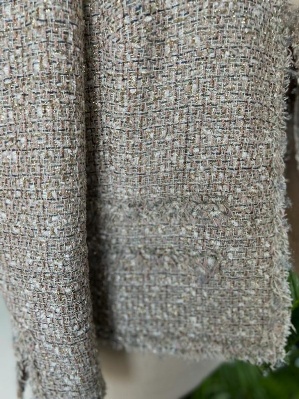 CHANEL 2005 Spring Multi Colour Tweed Short Jacket With Metallic Gold - Image 9
