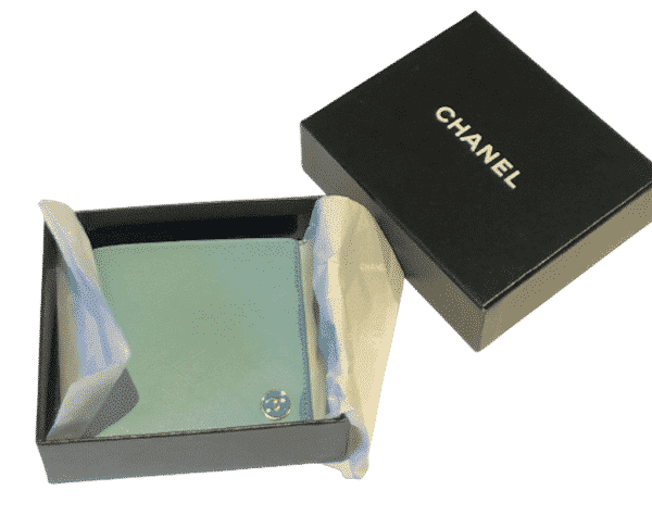 CHANEL Blue flap Button Wallet Purse