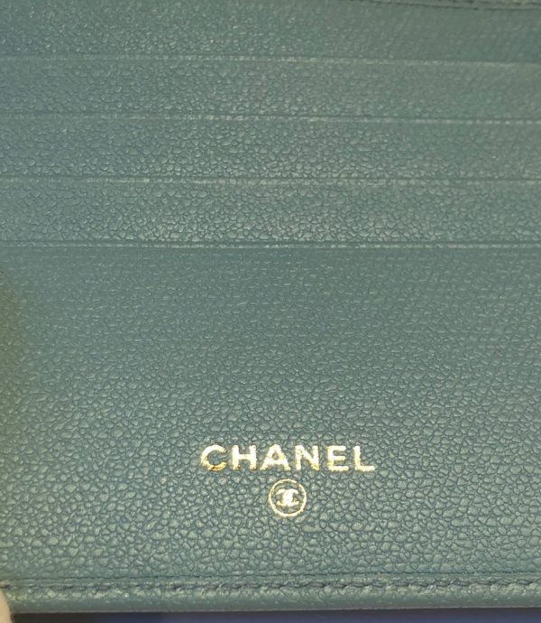 CHANEL Blue CC Button Flap Wallet Purse Circa 2004 - Image 8